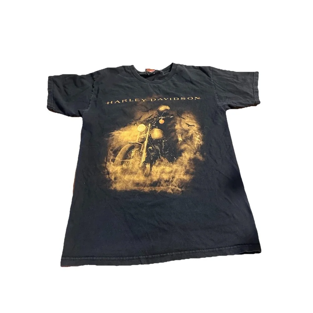 Vintage Harley Davison Ghost Rider Black Shirt HD Alton‎ Illinois Size Small
